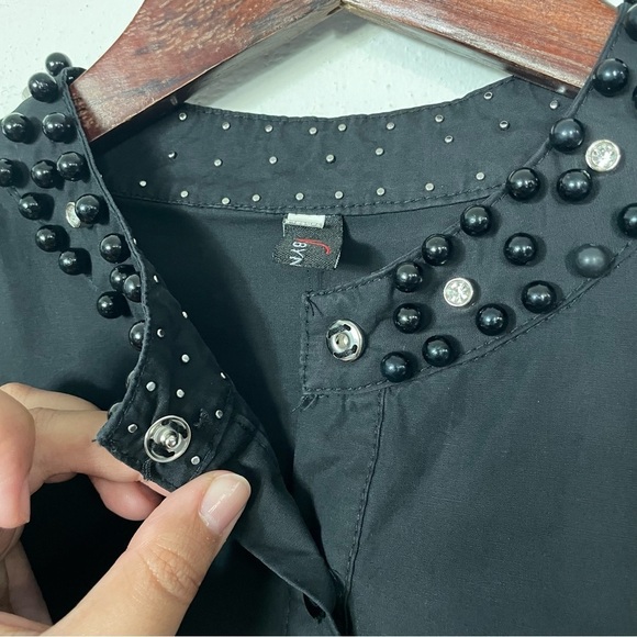 N by Nancy Black Midi 3/4 Sleeve Bedazzled Plus Size High Low Dress 2XL - Picture 13 of 15